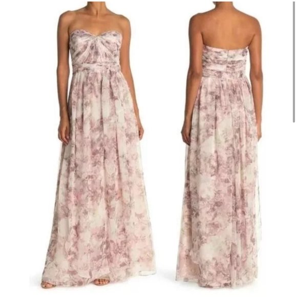 Jenny Yoo Collection Watercolor Lavender “Nyla” Strapless Floor Gown Size 14 - Picture 2 of 16